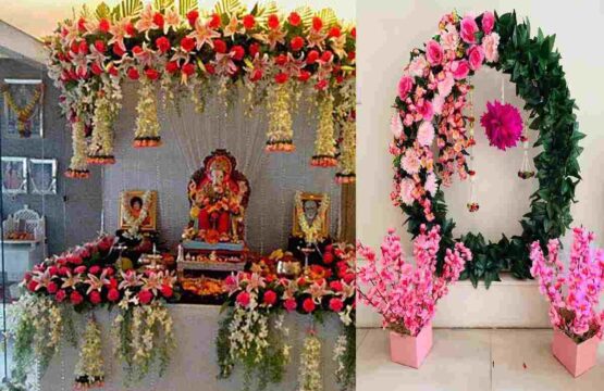 Artificial Flower Decoration For Ganpati At Home