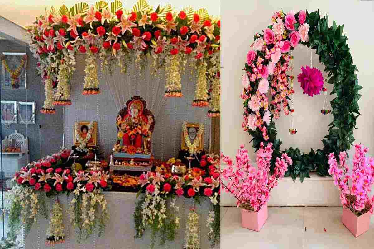 Artificial Flower Decoration For Ganpati At Home