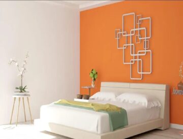 Orange Two Colour Combination For Bedroom Walls