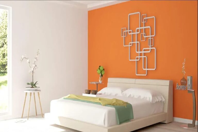 Orange Two Colour Combination For Bedroom Walls