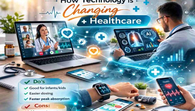 Telemedicine, AI diagnostics and wearables showing how technology is changing healthcare.
