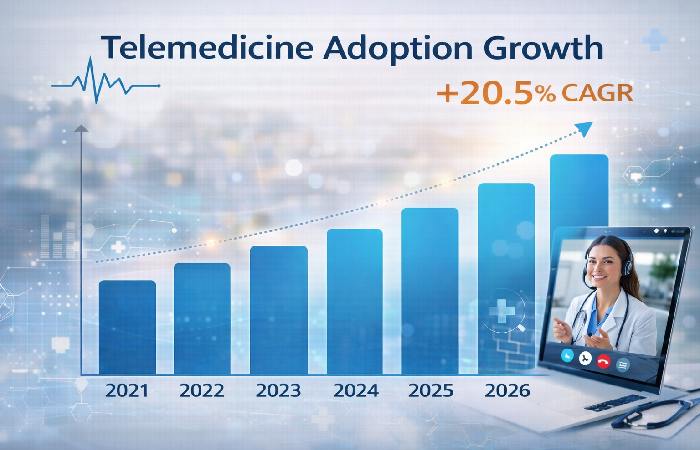 Telemedicine adoption growth chart.