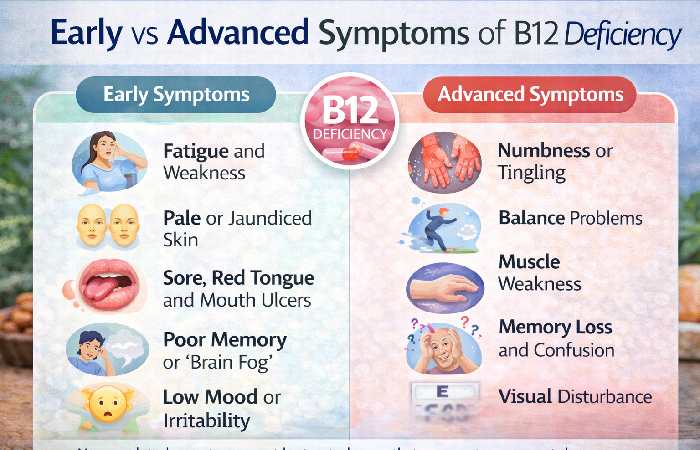Early vs Advanced Symptoms of B12 Deficiency