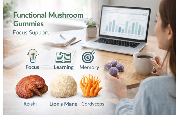Functional mushroom gummies cognitive support routine example