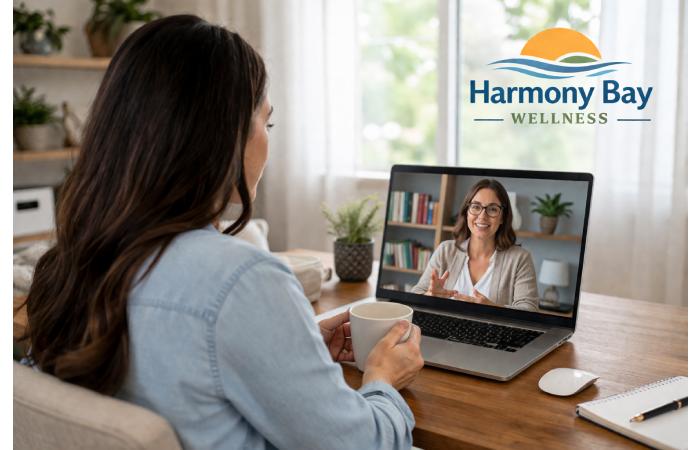 Harmony Bay Wellness telehealth mental health appointment example