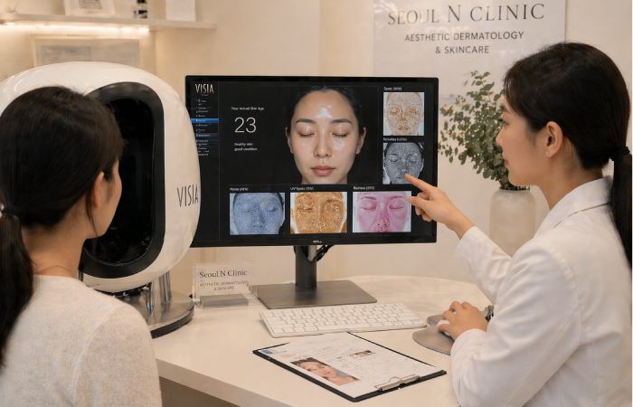 Skin analysis system used in Korean dermatology clinics