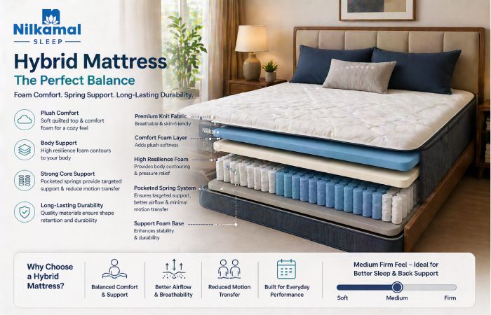 nilkamal sleep hybrid mattress layered structure support