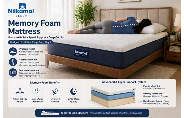 nilkamal sleep memory foam mattress pressure relief support