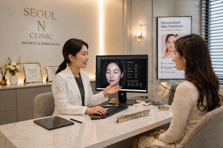 Seoul aesthetic dermatology clinic consultation environment example