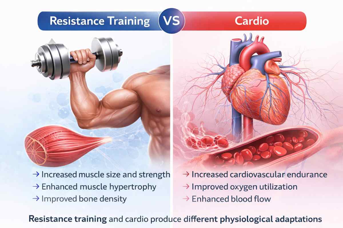 comparison between resistance training and cardio adaptations